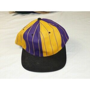 VTG Vintage Snapback Trucker Hat - Purple & Gold Pinstripe LA Lakers UW Huskies